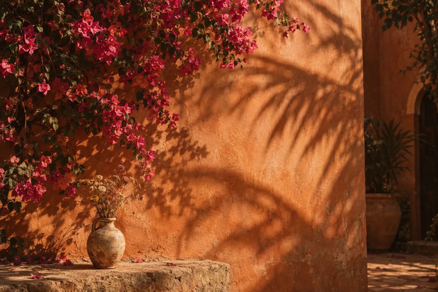 Ilustración: jardín al atardecer con flores